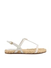 Prada White Leather Sandals In White