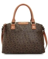 Calvin Klein Hudson Dome Signature Satchel In Brown/khaki/luggage