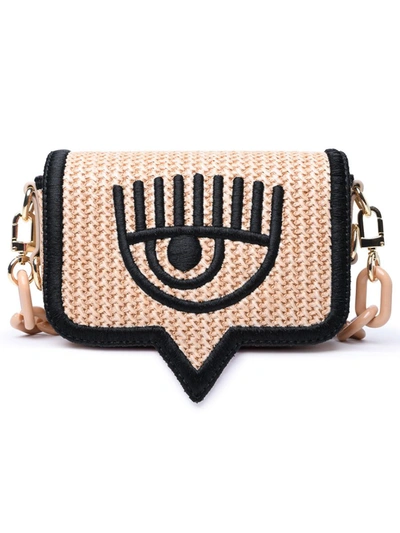 Chiara Ferragni Small Eyelike Raffia Crossbody Bag In Pink