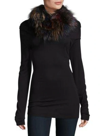 Adrienne Landau Knitted Multicolor Fox Fur Scarf In Na