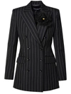 Dolce & Gabbana Pinstripe Double-breasted Blazer In Black