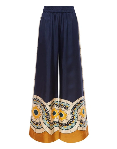 La Doublej Palazzo Pants In Patterned Blue