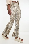 Asos Design Plisse Flare Pants In Mixed Animal Print-multi In Cream Multi
