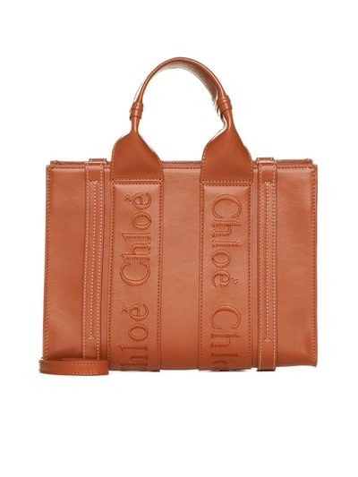 Chloé Woody Mini Tote Bag In Caramel