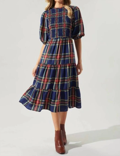 Sugarlips Plaid Smocked Midi Dress In Lakeview In Multi