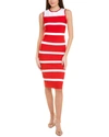 Gracia Colorblock Zip-back Bodycon Dress In Red And White In White