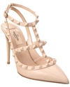 Valentino Rockstud Caged 100 Leather Pump In Beige