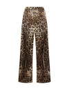 Dolce & Gabbana Leopard Print Wide Leg Stretch Silk Satin Pajama Pants In Leo New