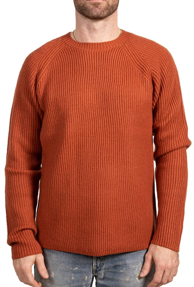 Schott Men's Merino Wool Crewneck Sweater In Rust In Orange