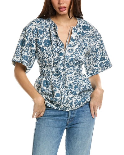 Joie Renae Linen Floral Top In Blue