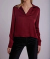 BELLA DAHL SATIN TUNIC BLOUSE IN SWEET SANGRIA