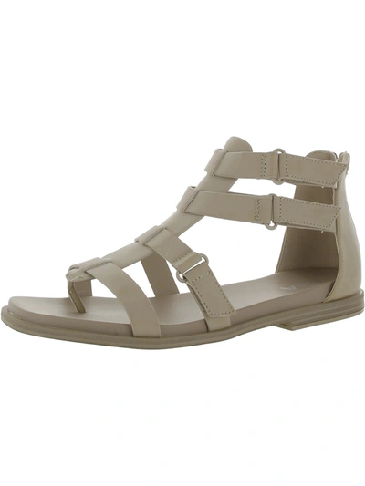 Mia Daxa Womens Faux Leather Ankle Gladiator Sandals In Beige