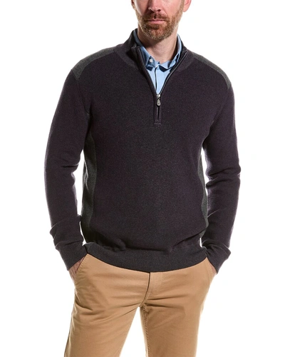 Raffi Vanise Rib 1/4-zip Mock Neck Sweater In Purple