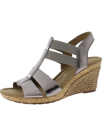 Gabor Womens Leather Espadrille Wedge Sandals In Grey