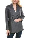 Peserico Linen & Wool-blend Jacket In Grey