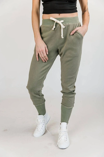Ampersand Ave Waffle Knit Jogger In Willow In Green