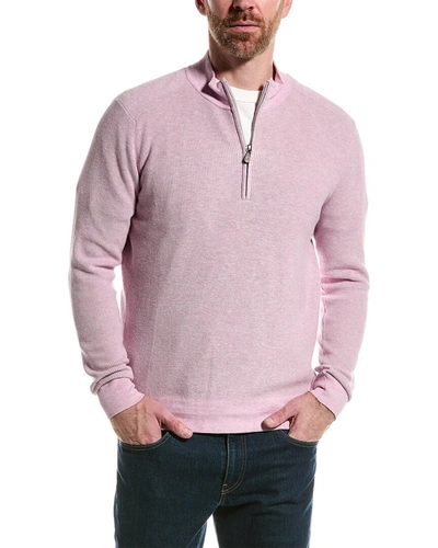 Raffi English Rib 1/4-zip Mock Neck Sweater In Purple