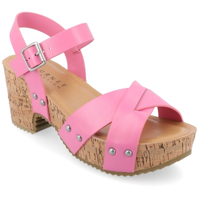 Journee Collection Collection Women's Tru Comfort Foam Valentina Sandals In Pink Faux Leather- Polyurethane