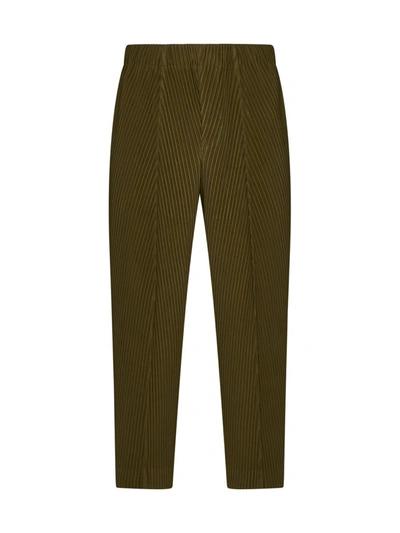 Issey Miyake Homme Plisse  Trousers In Olive Khaki