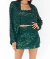 SHOW ME YOUR MUMU DANCE BLAZER IN EMERALD SEQUINS