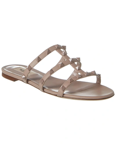 Valentino Garavani Rockstud Caged Leather Sandal In Beige