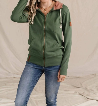 Ampersand Ave Full Zip Sweatshirt In Happy Place In Green