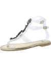 SHOE'N TALE LILIANA MARLO WOMENS FAUX LEATHER EMBELLISHED THONG SANDALS