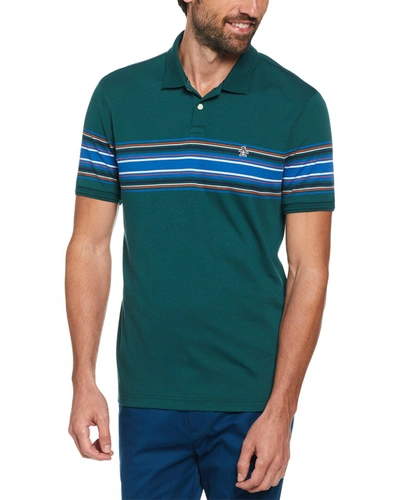 Original Penguin Chest Stripe Polo Shirt In Green