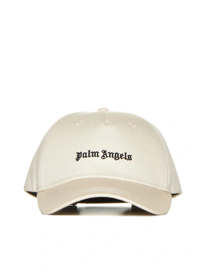 Palm Angels Hat In Off White Black