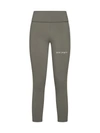 Palm Angels Green Striped Leggings In Kaki Off White