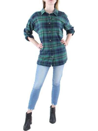 Columbia Womens Cotton Plaid Button-down Top In Green