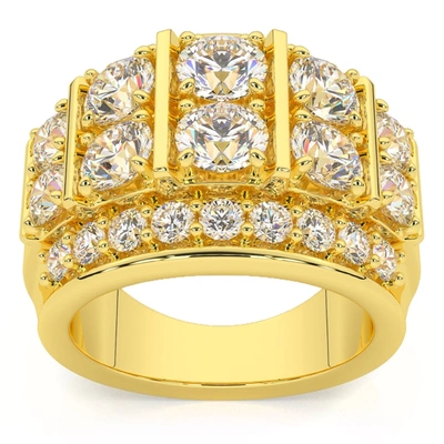 Pompeii3 7ct Men's Diamond Anniversary Ring 10k Gold Lab Grown In Silver