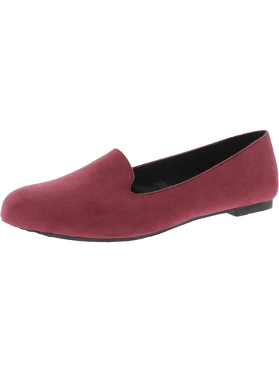 Ataiwee Womens Faux Suede Slip-on Loafers In Red
