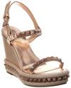 Christian Louboutin Pyraclou Metallic Spike Wedge Sandals In Brown