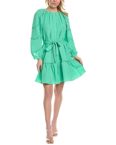 Kobi Halperin Meadow Linen-blend Peasant Dress In Green