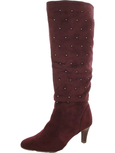Rialto Canoe Womens Suede Studded Dress Boots In Red