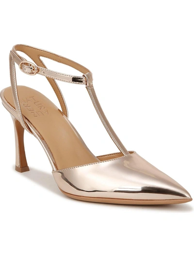 Naturalizer Astrid Womens Metallic Ankle Strap Heels In Gold