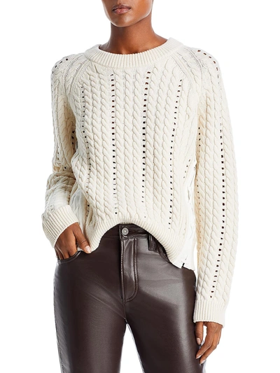 DEREK LAM 10 CROSBY WOMENS CABLE KNIT LACE UP CREWNECK SWEATER