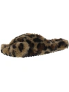 FARYL ROBIN MOSEY WOMENS FAUX FUR COMFY SLIDE SLIPPERS