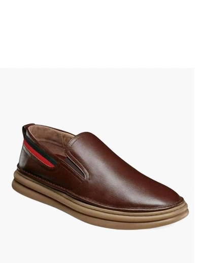 Stacy Adams Delmar Toe Slip On In Chocolate In Brown