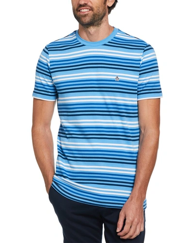 Original Penguin Interlock Engineered Striped T-shirt In Blue