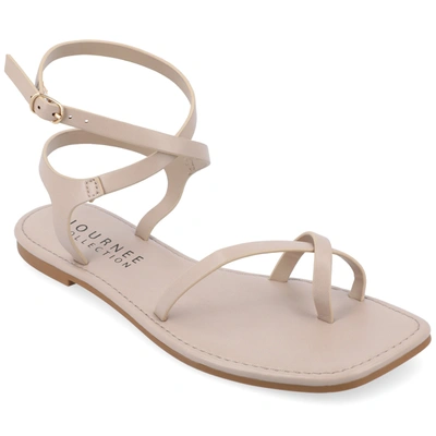 Journee Collection Collection Women's Tru Comfort Foam Charra Sandals In Taupe Faux Leather- Polyurethane