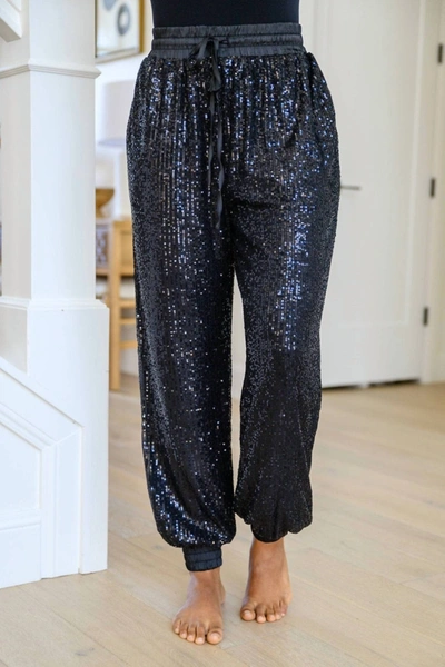 Mittoshop Life Of The Party Sequin Pants In Black In Blue