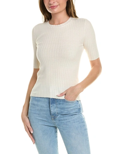 7 For All Mankind Rib Crewneck Top In Beige
