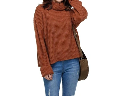 Mudpie Wendy Waffle Knit Sweater In Rust In Brown
