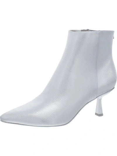 Circus By Sam Edelman Suzie Womens Metallic Pointed Toe Ankle Boots In White