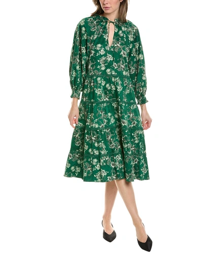 Alice And Olivia Layla Floral-print Stretch-cotton Midi Dress In Green