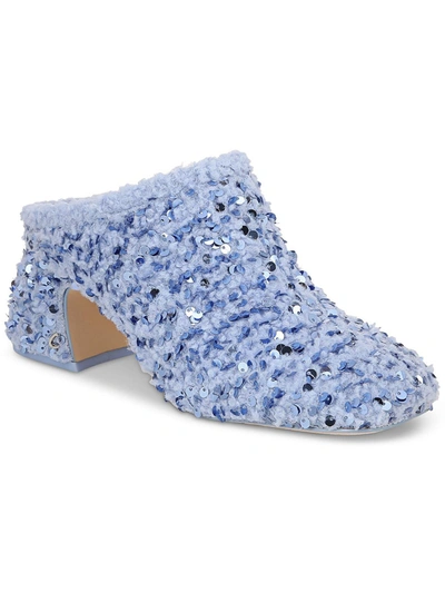 Circus Orin Womens Faux Fur Slip On Mules In Blue