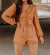 LE LIS TOUCH OF SPARKLE ROMPER IN ORANGE
