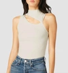 Hudson Mock Neck Cut Out Tank In White/ecru In Beige